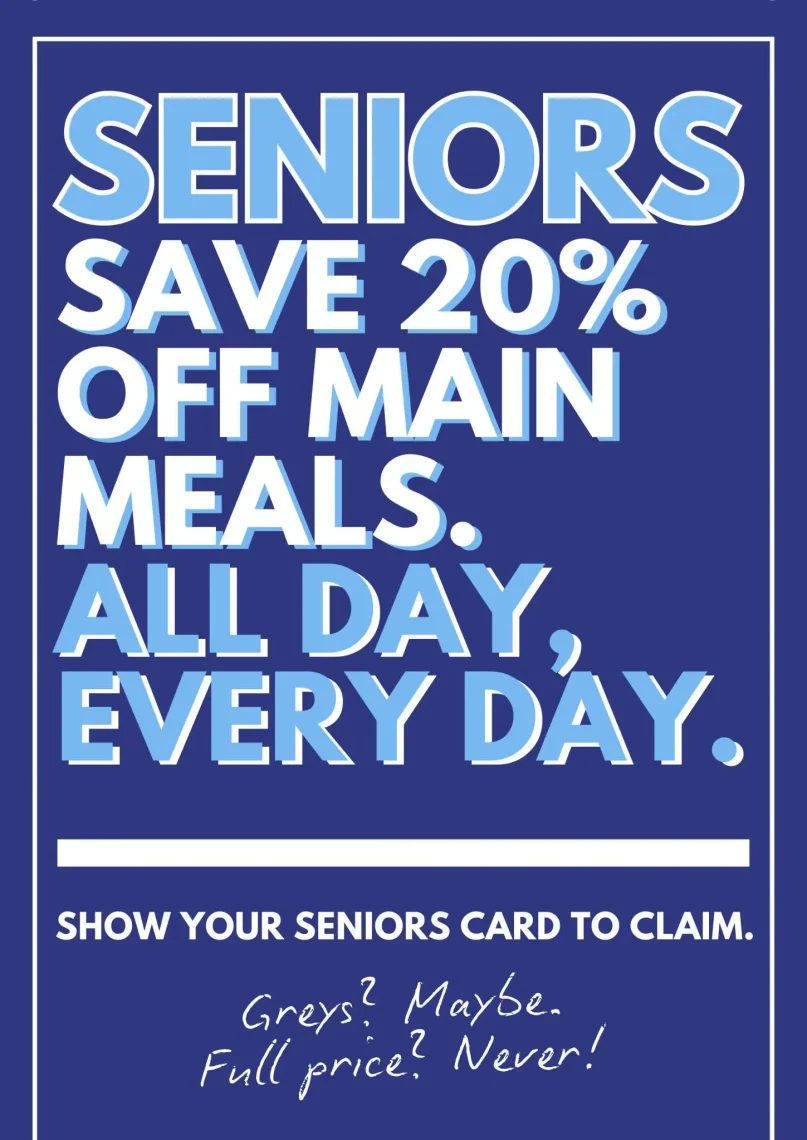 Enjoy our Seniors discount meal deals all day, every day with our quality fresh meals at the Avoca Hotel, Adelaide.